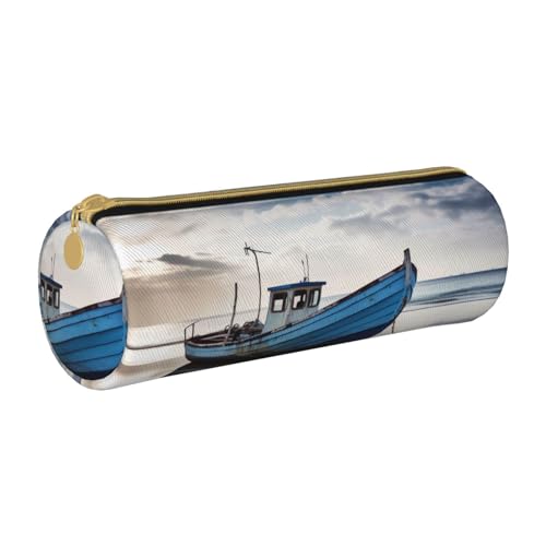 HEBSDFG Federmäppchen und Kosmetiktasche, Motiv: Fischerboot, rund, PVC-Leder, Reißverschluss, Organizer für Schule, Büro, Reisen, stilvolles Geschenk, weiß, Einheitsgröße, Schulranzen HEBSDFG Federmäppchen und Kosmetiktasche, Motiv: Fischerboot, rund, PVC-Leder, Reißverschluss, Organizer für Schule, Büro, Reisen, stilvolles Geschenk, weiß, Einheitsgröße, Schulranzen von HEBSDFG