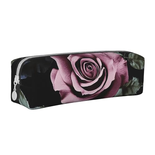 HEBSDFG Schwarzes Federmäppchen und Kosmetiktasche aus Leder mit Rosenmuster, minimalistischer Organizer mit Reißverschluss, für Schule, Büro, Reisen, stilvolles Geschenk, weiß, Einheitsgröße, HEBSDFG Schwarzes Federmäppchen und Kosmetiktasche aus Leder mit Rosenmuster, minimalistischer Organizer mit Reißverschluss, für Schule, Büro, Reisen, stilvolles Geschenk, weiß, Einheitsgröße, von HEBSDFG