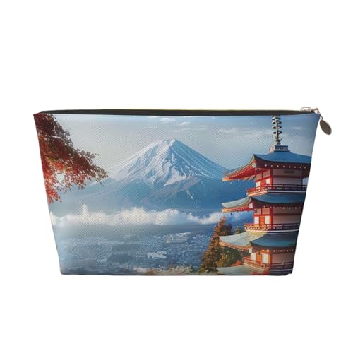 Japan Mount Fuji Landscape Prints PVC-Leder Reise-Kulturbeutel mit goldenen Reißverschlüssen, wasserdichter Kosmetik-Organizer für Make-up, Toilettenartikel und Essentials, gold, Einheitsgröße Japan Mount Fuji Landscape Prints PVC-Leder Reise-Kulturbeutel mit goldenen Reißverschlüssen, wasserdichter Kosmetik-Organizer für Make-up, Toilettenartikel und Essentials, gold, Einheitsgröße von HEBSDFG