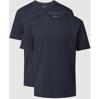 HECHTER PARIS T-Shirt mit Logo-Stitching in Marine, Größe L von HECHTER PARIS