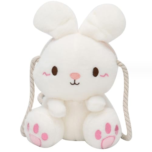 Bunny Bag Girls süße Plüschbräune mit weichem Seilstrappen und Reißverschluss gemütlich gefüllten Tiergeldbeutel Cartoon Kaninchen -Plüsch -Umhängetasche von HEKARBAMILL