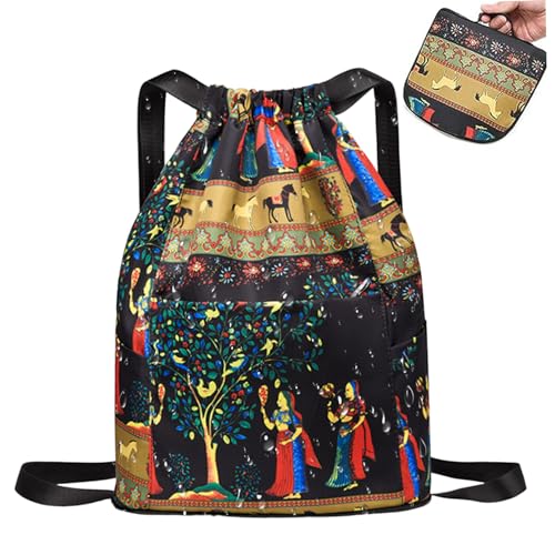 HEKARBAMILL Draw String Fitnessbeutel Frauen Draw String Rucksack faltbar wasserdichte Kordelbeutel Einfacher nationaler Gymnasten Sack -Kordel -Beutel Typ 1 von HEKARBAMILL