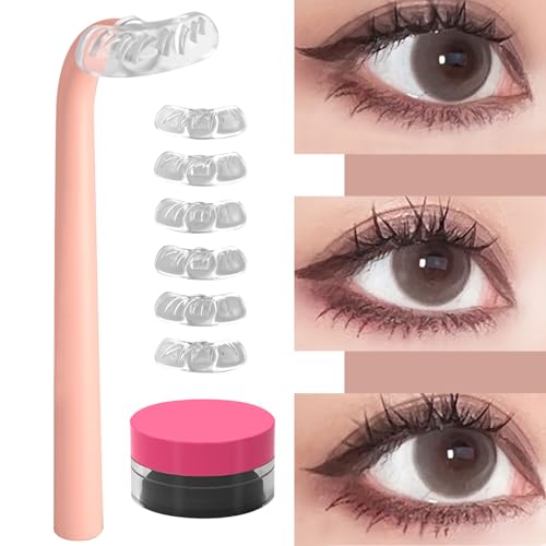 Niedriger Wimpern Stempel wiederverwendbares 6pcs Silikonboden -Lash -Stempel mit 1 Mascara -Creme ＆ 1 Briefmarkenkopf natürlicher Wimpernverlängerungskit Typ 2 von HEKARBAMILL