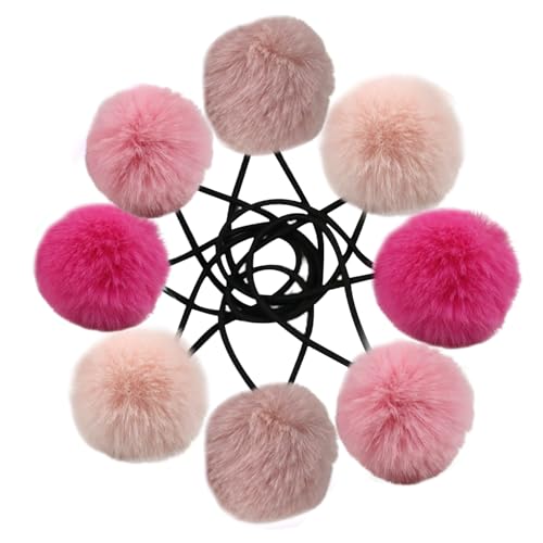 Pelz Haare Bobbles für Mädchen 4 Paare süße Haarbindungen mit Pelz Ball Elastic Ponytailhalter Haarband Haarzubehör Elastik Krawatten von HEKARBAMILL