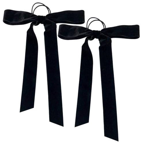 Samt Haarbögen 2pcs Frauen Mädchen Bug Haar Bindungen Schwarze Haarbögen für Frauen elegante einfache Haarbandponytailhalter Haarzubehör Accessoires von HEKARBAMILL