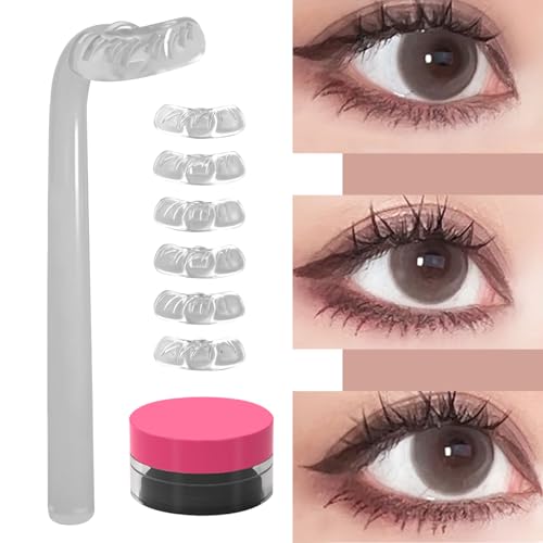 Unterer Wimpern Stempel wiederverwendbares 6pcs Silikonboden -Lash -Stempel mit 1 Mascara -Creme ＆ 1 Briefmarkenkopf natürlicher Wimpernverlängerungskit Transparent von HEKARBAMILL