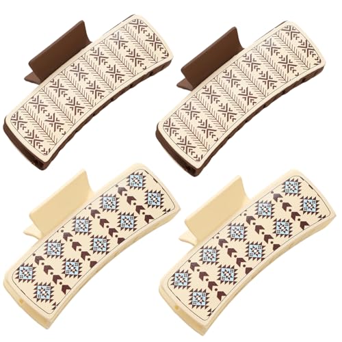 Western Klauenklammern, 4pcs Leder Western Haarklammern 4 '' Kieferklammern für dickes Haar 2 Typen Haarklemme Kuh Mädchen Haarzubehör Accessoires von HEKARBAMILL