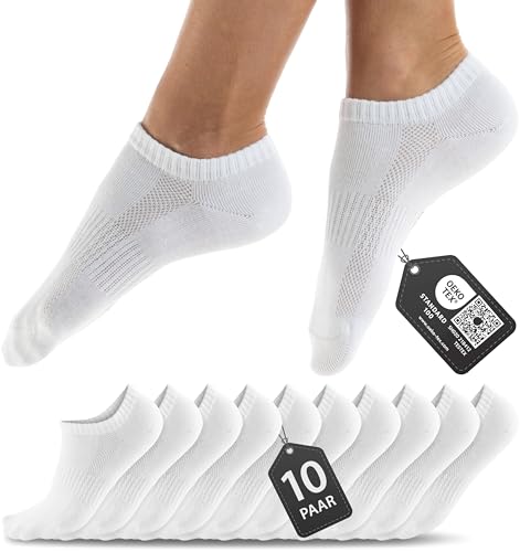 HELDENWERK Sneaker Socken Damen & Herren 10 Paar I Kurze Sneakersocken OEKOTEX zertifiziert mit atmungsaktiver Baumwolle I Kurzsocken Set Unisex Sportsocken (10x weiß) von HELDENWERK