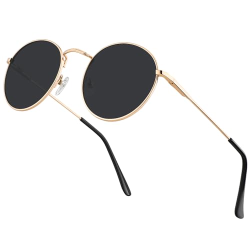 HENGOSEN Polarisierte runde Sonnenbrille für Herren: Retro-Kreis-Sonnenbrille für Männer und Frauen, Metall-Sonnenbrille, Hippie, Reisen, Autofahren, 02-Gold/Grau, M HENGOSEN Polarisierte runde Sonnenbrille für Herren: Retro-Kreis-Sonnenbrille für Männer und Frauen, Metall-Sonnenbrille, Hippie, Reisen, Autofahren, 02-Gold/Grau, M von HENGOSEN