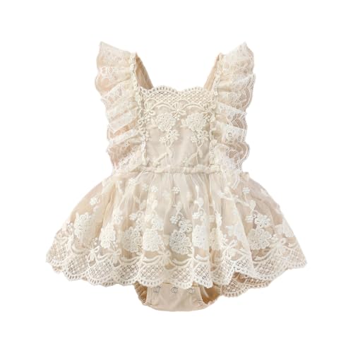 HEOXIN Neugeborenes Baby Mädchen Bodysuit, Kleinkind Spitze Blume Stickerei Tutu Kleid, ärmellos A-Linie Rückenfrei Prinzessin Kleid mit Verstellbaren Trägern für 6 Monate-1 Jahre, Khaki HEOXIN Neugeborenes Baby Mädchen Bodysuit, Kleinkind Spitze Blume Stickerei Tutu Kleid, ärmellos A-Linie Rückenfrei Prinzessin Kleid mit Verstellbaren Trägern für 6 Monate-1 Jahre, Khaki von HEOXIN