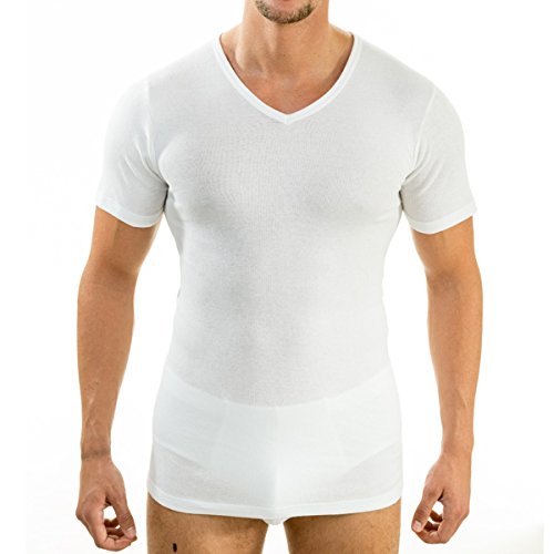 HERMKO 16488 Herren Kurzarm Business Unterhemd mit V-Ausschnitt aus Baumwolle/Modal, Größe:D 9 = EU 3XL, Farbe:weiß von HERMKO