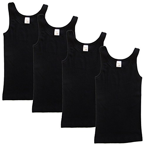 HERMKO 2000 4er Pack Mädchen Unterhemd aus 100% Bio-Baumwolle, Tank Top, Farbe:schwarz, Größe:104 von HERMKO