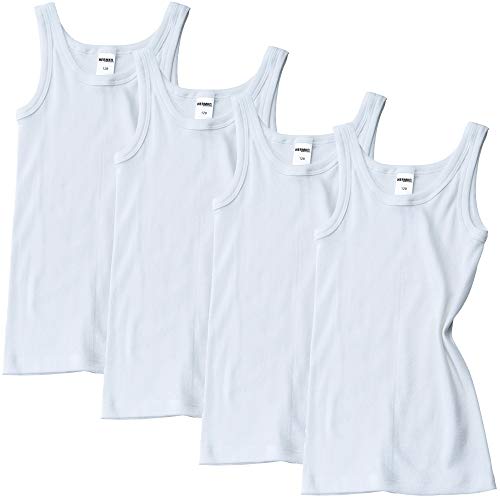 HERMKO 2800 4er Pack Jungen Unterhemd (Weitere Farben) Bio-Baumwolle, Farbe:weiß, Größe:176 von HERMKO