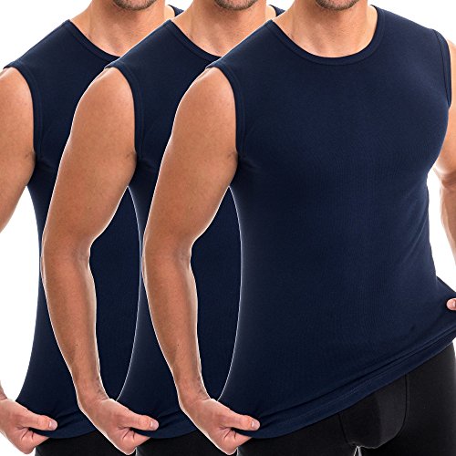 HERMKO 3040 3er Pack Herren Tank Top Unterhemd mit Rundhals-Ausschnitt aus 100% Bio-Baumwolle, Größe:D 10 = EU 4XL, Farbe:Marine von HERMKO