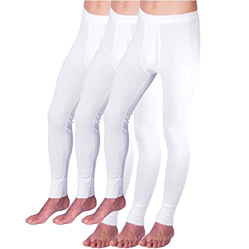 HERMKO 3540 Herren Lange Unterhosen mit Eingriff 3er Pack (Weitere Farben) Bio-Baumwolle, Größe:D 10 = EU 4XL, Farbe:weiß von HERMKO
