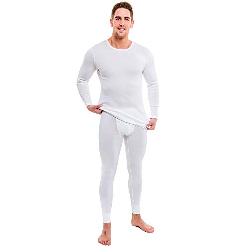 HERMKO 33301 Herren Set - Langarm Shirt + Lange Unterhose aus 100% Bio-Baumwolle (Feinripp/glatt), Größe:D 4 = EU S, Farbe:weiß von HERMKO