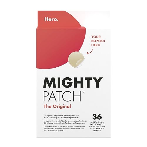 Mighty Patch Original Pickel-Patches von Hero Cosmetics, Aknebehandlung für Tag & Nacht, unsichtbare Hydrokolloid-Pflaster zur Pickelheilung, Anti-Akne Patches - 36 Pickel-Patches von HERO COSMETICS