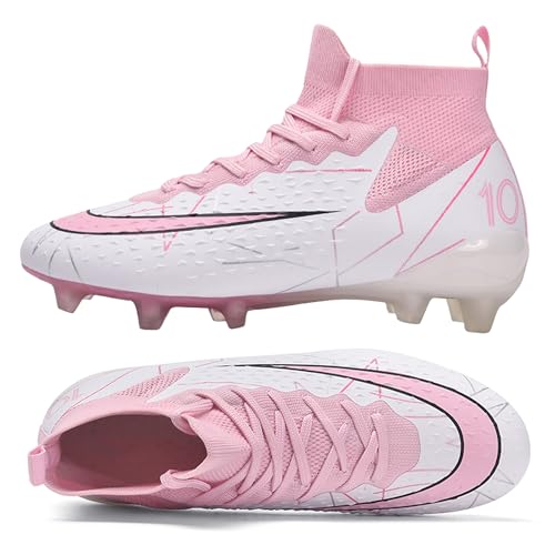 HESBITEUL Fußballschuhe für Herren und Damen, Jugendliche, FG, atmungsaktiv, Trainings-Sneaker, X85 Cd Pink, 41 EU von HESBITEUL