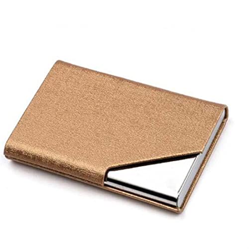 HEXEH Kartenhülle Metall-Aluminiumkarten-Karten Pu. Lederwallet-Stil-Geschäft ICH WÜRDE Kreditkartenfall for Damen- und Männer-Mode-Visitenkarten-Fall Visitenkartenhalter (Color : Gold) von HEXEH