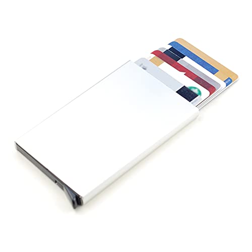 HEXEH Kartenhülle Visitenkarteninhaber Push-Karten-Kasten Slim Card Case Kreditkarteninhaber for Reisen und Business Aluminium 3 Farben Visitenkartenhalter (Color : Silver) von HEXEH