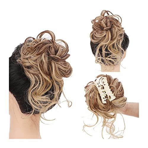 Messy Dutt Haarteil Erweiterung Messy Claw Clip Chignon Haarknoten Lockige Perücke Synthetische lockige gewellte Dutt Haarklammer in Dutt Messy Chignons Haarverlängerungen for Frauen Highlight-Pferdes von HEXEH