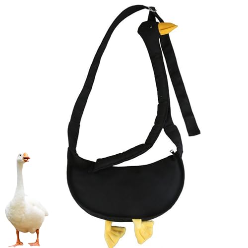 Silly Goose Bag,Funny Goose Canvas Shoulder Bag,Unique Cute Goose Bag Crossbody Animal Novelty Canvas Purse for Girls Boys (Black) von HEXEH