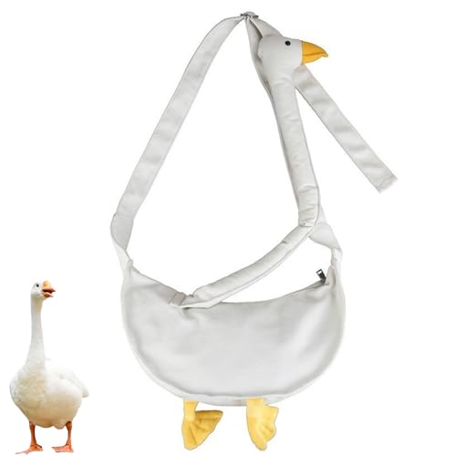 Silly Goose Bag,Funny Goose Canvas Shoulder Bag,Unique Cute Goose Bag Crossbody Animal Novelty Canvas Purse for Girls Boys (White) von HEXEH