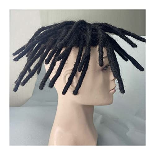 Toupet für Männer Dreadlock Male Hair Prosthesis Toupee For Men Mono Afro Curly Hair System Unit for Black Men #1B Indian Human Hair Men's Wig Herrenperücke (Color : 3inch Color 1B 130%, Size : 9x11 von HEXEH