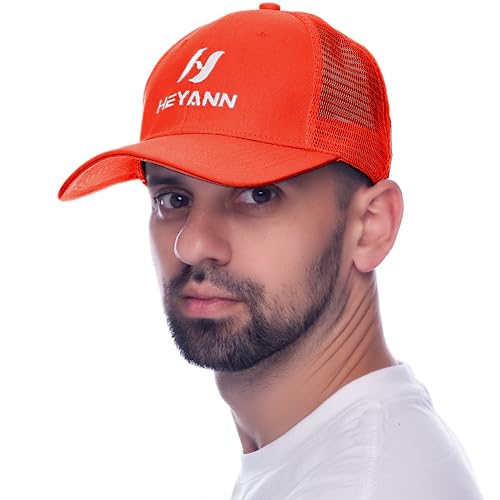 HEYANN Baseball Cap Herren Orange Sommer Unisex Trucker Cap Herren, Sommer Baseball Kappe Herren Sporty Mesh Baseball Cap Sport Cap Atmungsaktive UV Baseballmütze Sonnenschutz (Orange) von HEYANN