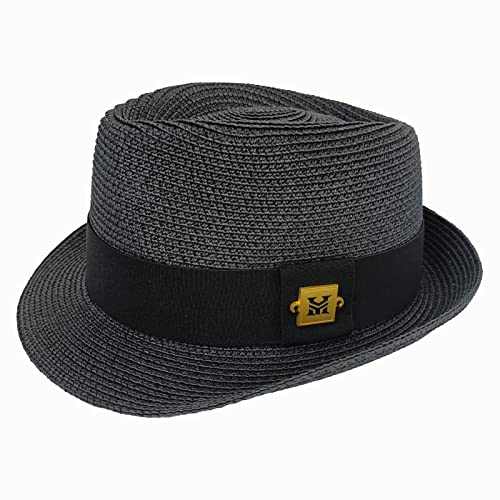 HEYANN Hut Schwarz Kinder Strohhut Panamahut Sonnenhut Fedora Hut,Trilby Damen Strohhut mit Kurzer Krempe Stroh Sonnenhut Strandhut für Sommer von HEYANN