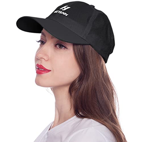 HEYANN Baseball Caps für Herren,Baseballmütze Mesh Cap Schwarz Baseball Cap Sommer Unisex Baseball Kappen Outdoor Hut Atmungsaktive Basecap Einstellbare (Schwarz) von HEYANN