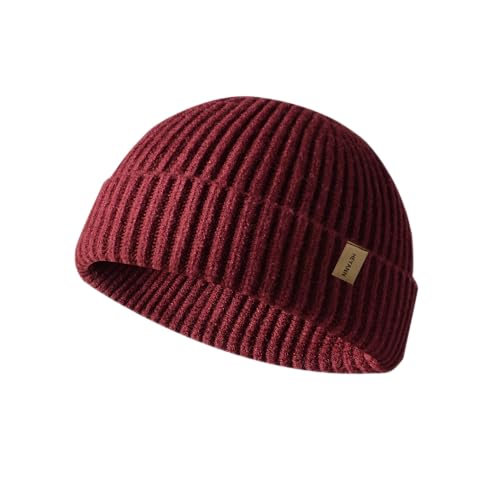 HEYANN Trawler Beanie Watch Hat,Fisherman Beanie Mütze für Männer Frauen Klassische Manschetten-Schädelmützen Kurzer Uhrenhut Trawler Beanie (Rotwein) von HEYANN