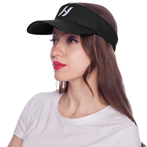 HEYANN Visor Cap Damen, Tennis Cap Unisex Visor Sonnenhut Schwarz Schirmmütze Sonnenhut Damen Sport Sonnenvisor Hüte Tennis Cap Damen Visier UV Schutz Cap für Herren Damen(Schwarz) von HEYANN