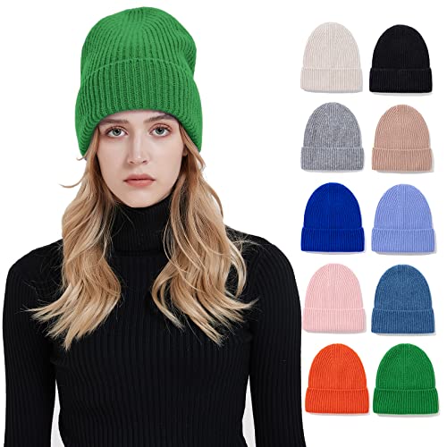 HEYANN Wintermütze Grün Strickmütze Unisex Knit Beanie Hat Weich Nette Warm Beanie Hat Wollmütze für Herren Damen Warme Manschette Mütze Kappe Hut Mütze (Grün) von HEYANN