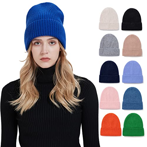 HEYANN Wintermütze Strickmütze Unisex Knit Beanie Hat Weich Nette Warm Beanie Hat Wollmütze für Herren Damen Warme Manschette Mütze Kappe Hut Mütze (Blau) von HEYANN