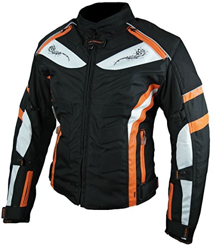 HEYBERRY Damen Motorrad Jacke Motorradjacke Textil Schwarz Orange Gr. S / 36 von HEYBERRY
