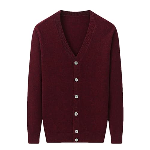 HEYDHSDC Herren Kaschmir-Cardigan Junge Große Geometrische Strickjacke Mit V-Ausschnitt red M von HEYDHSDC