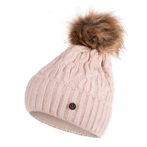 HEYO Damen Mütze für Winter | Fleece Futter | Strickmütze Warme Beanie | Wintermütze mit Bommel H22510 (Beige) von HEYO