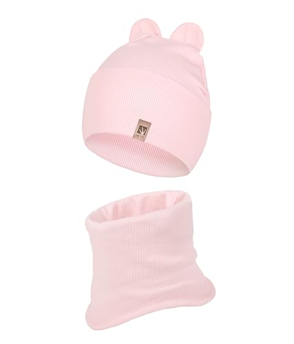 HEYO Kinder-Set Mütze Schlauchschal Beanie Loopschal Set für Mädchen Jungen Frühling Herbst (Rosa) von HEYO