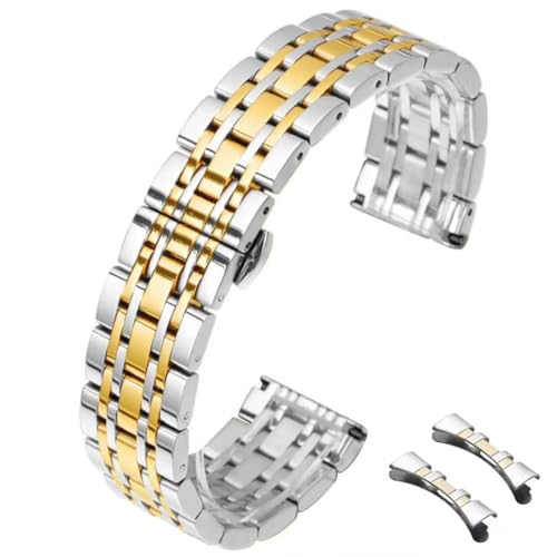 HEYOZURY Edelstahl Uhrenarmbänder Metall uhrarmband mit Geraden und Gebogenen Ende 12mm 14mm 16mm 18mm 19mm 20mm 21mm 22mm Metal Ersatzband Armbänder Edelstahlarmband für Uhr für Herren/Damen von HEYOZURY