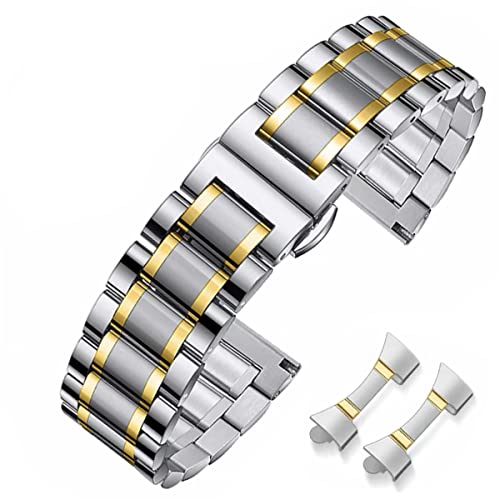 HEYOZURY Uhrenarmbänder für Uhr mit Geraden und Gebogenen Ende 16mm,18mm,19mm,20mm,22mm,24mm Metal Ersatzband Armbänder für Herren/Damen von HEYOZURY