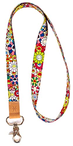 HEZEN Coole Lanyards, Halsband-Schlüsselanhänger, Hals-Lanyards für Schlüssel, Brieftaschen und Ausweishalter (Lächeln Blume) von HEZEN