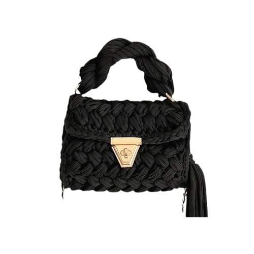 HFLWYWD Handgewebte Damen-Tragetaschen, grobes Garn, gehäkelt, Umhängetasche, Umhängetasche, gehäkelt, Handtaschen, Clutch, Klapptasche, C, Einheitsgröße von HFLWYWD