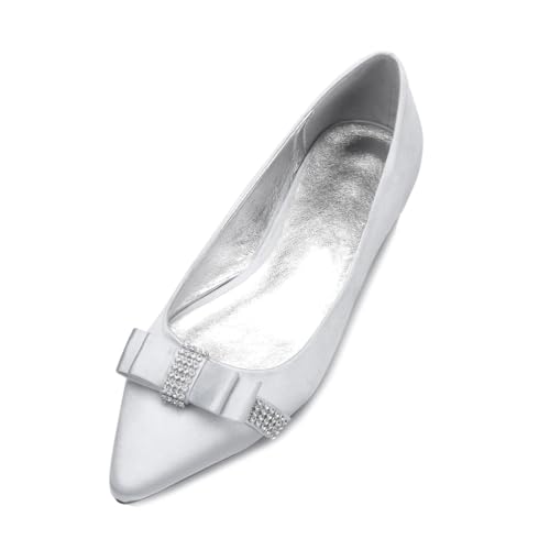 HFWXYSA Damen Flache Hochzeitsschuhe Satin Strass Spitze Ballerinas Geschlossene Zehe Party Brautschuhe,Silber,37 EU HFWXYSA Damen Flache Hochzeitsschuhe Satin Strass Spitze Ballerinas Geschlossene Zehe Party Brautschuhe,Silber,37 EU von HFWXYSA