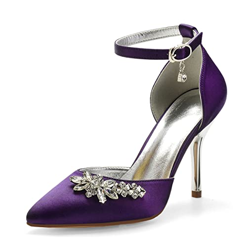 HFWXYSA Damen Geschlossene Spitze Zehen Pumps Mit Stöckel Absatz Knöchelriemen Kleid Hochzeits Abend Braut Absatzschuhe,Dark Purple,35 EU HFWXYSA Damen Geschlossene Spitze Zehen Pumps Mit Stöckel Absatz Knöchelriemen Kleid Hochzeits Abend Braut Absatzschuhe,Dark Purple,35 EU von HFWXYSA
