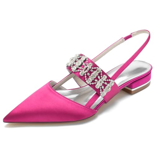 HFWXYSA Damen Slingback Pumps Knöchelriemen Hochzeitsschuhe Spitze Zehen Satin Strass Party Brautschuhe,Fuchsia,42 EU HFWXYSA Damen Slingback Pumps Knöchelriemen Hochzeitsschuhe Spitze Zehen Satin Strass Party Brautschuhe,Fuchsia,42 EU von HFWXYSA
