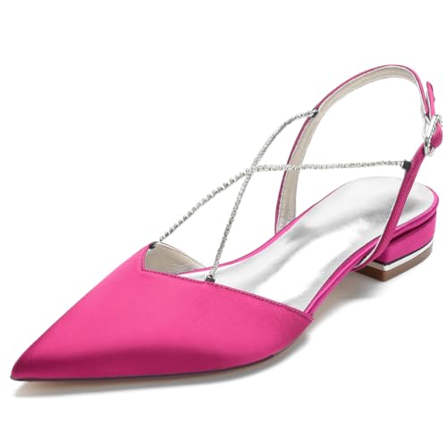 HFWXYSA Damen Slingpumps Geschlossene Zehen Ballerinas Satin Strass Knöchelriemen Hochzeitsschuhe Flache Dress Brautschuhe,Fuchsia,36 EU HFWXYSA Damen Slingpumps Geschlossene Zehen Ballerinas Satin Strass Knöchelriemen Hochzeitsschuhe Flache Dress Brautschuhe,Fuchsia,36 EU von HFWXYSA