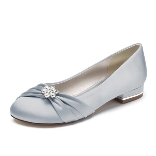 HFWXYSA Damen Slip-on Flache Brautschuhe Runder Zehen Ballerinas Geschlossene Hochzeitsschuhe Sandalen,Silber,43 EU HFWXYSA Damen Slip-on Flache Brautschuhe Runder Zehen Ballerinas Geschlossene Hochzeitsschuhe Sandalen,Silber,43 EU von HFWXYSA