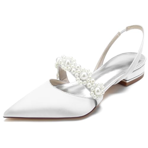 HFWXYSA Damen Spitze Zehen Hochzeit Schuhe für Braut Slip on Strass Braut Wohnungen Slingback Abend Prom Party Kleid Schuhe Pumps,Weiß,38 EU HFWXYSA Damen Spitze Zehen Hochzeit Schuhe für Braut Slip on Strass Braut Wohnungen Slingback Abend Prom Party Kleid Schuhe Pumps,Weiß,38 EU von HFWXYSA