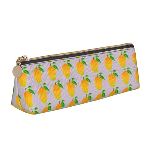 Federmäppchen aus Leder mit Mango-Druck, für Schule, Reisen, Make-up, Aufbewahrung, Schreibutensilien, Pinsel, weiß, Einheitsgröße Federmäppchen aus Leder mit Mango-Druck, für Schule, Reisen, Make-up, Aufbewahrung, Schreibutensilien, Pinsel, weiß, Einheitsgröße von HGKHadc